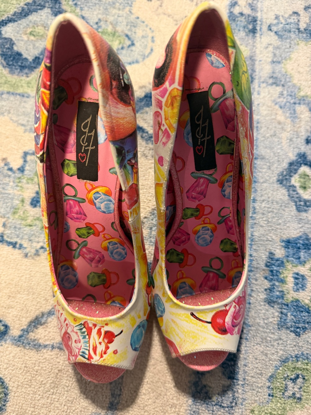 Playful Multi-Color Peep-Toe Heels